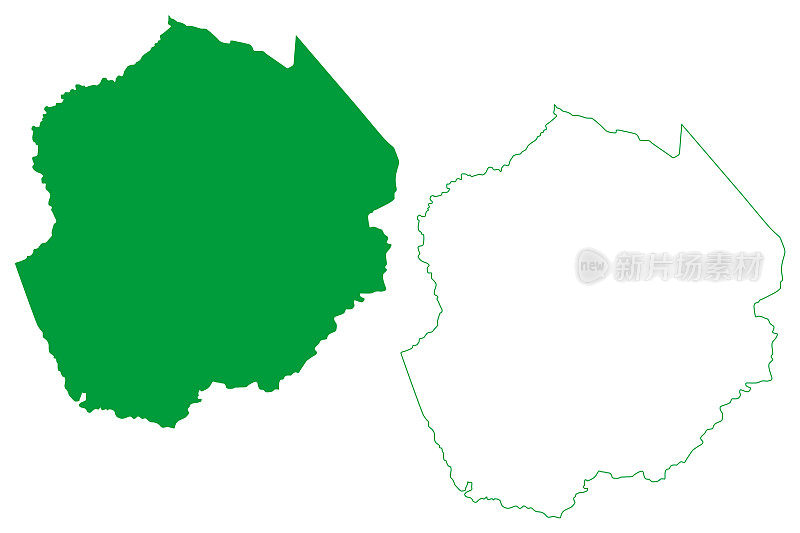 奥卡拉市(Ceará state, municipality of Brazil, federal Republic of Brazil)地图矢量插图，涂鸦素描奥卡拉地图